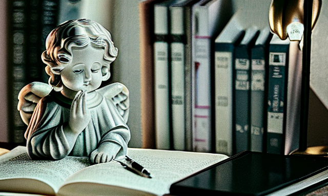 angel with book and pen, AI generated